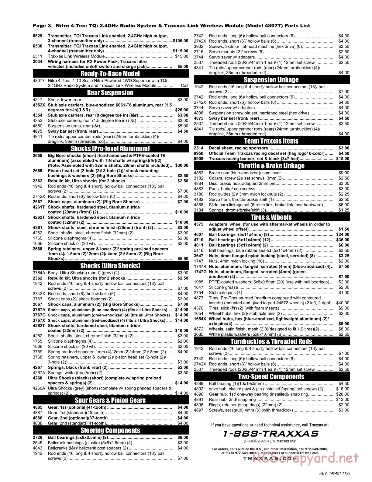 Traxxas - Nitro 4-Tec 3.3 (2014) - Parts List - Page 3