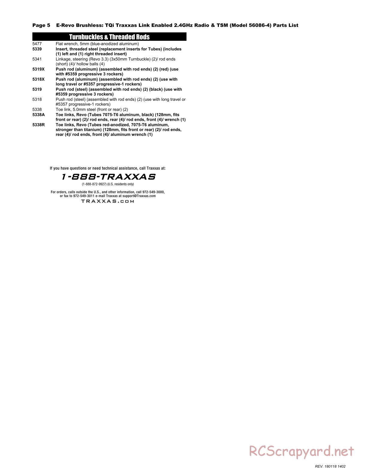 Traxxas - E-Revo Brushless TSM (2016) - Parts List - Page 5