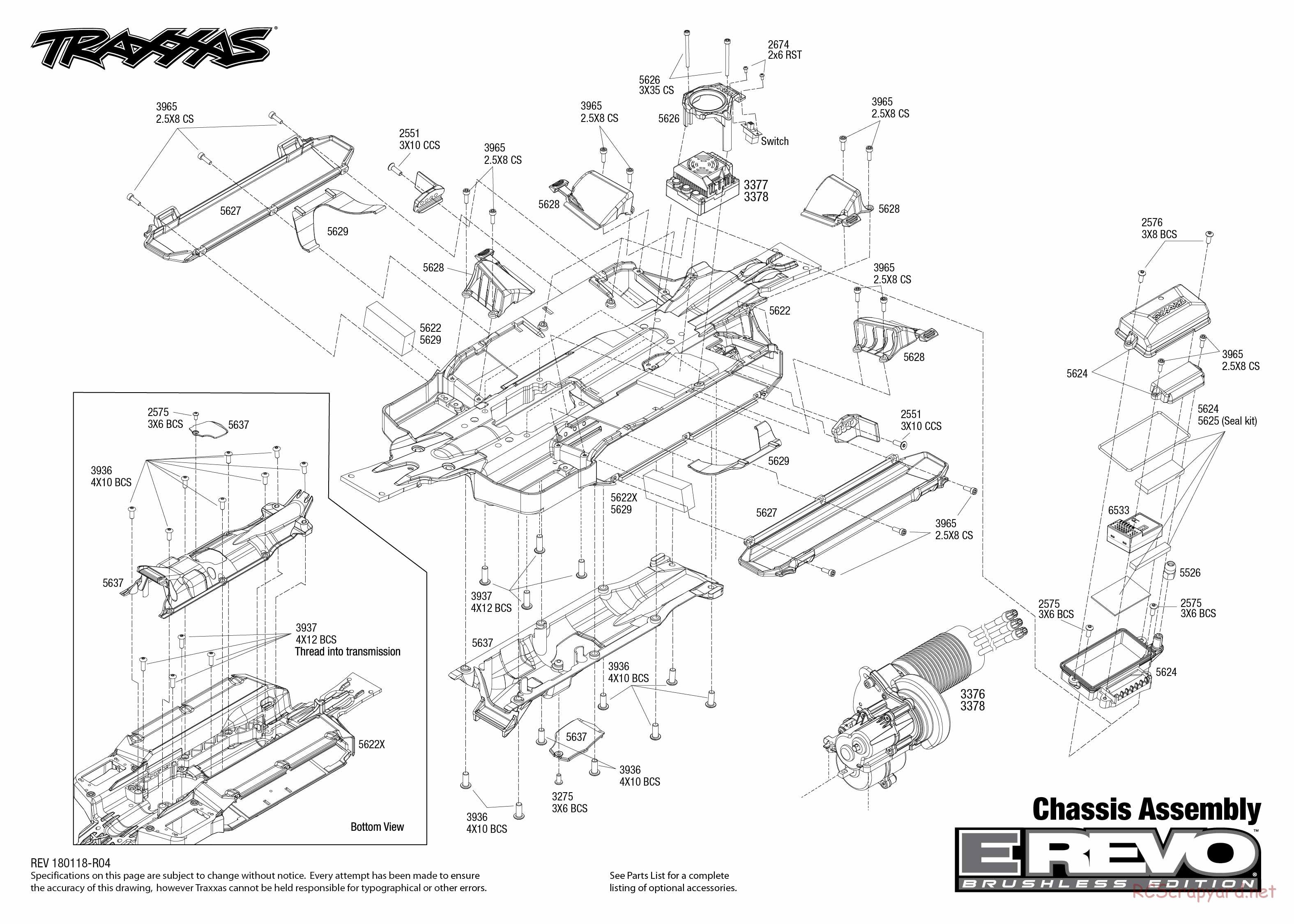 Traxxas - E-Revo Brushless TSM (2016) - Exploded Views - Page 1