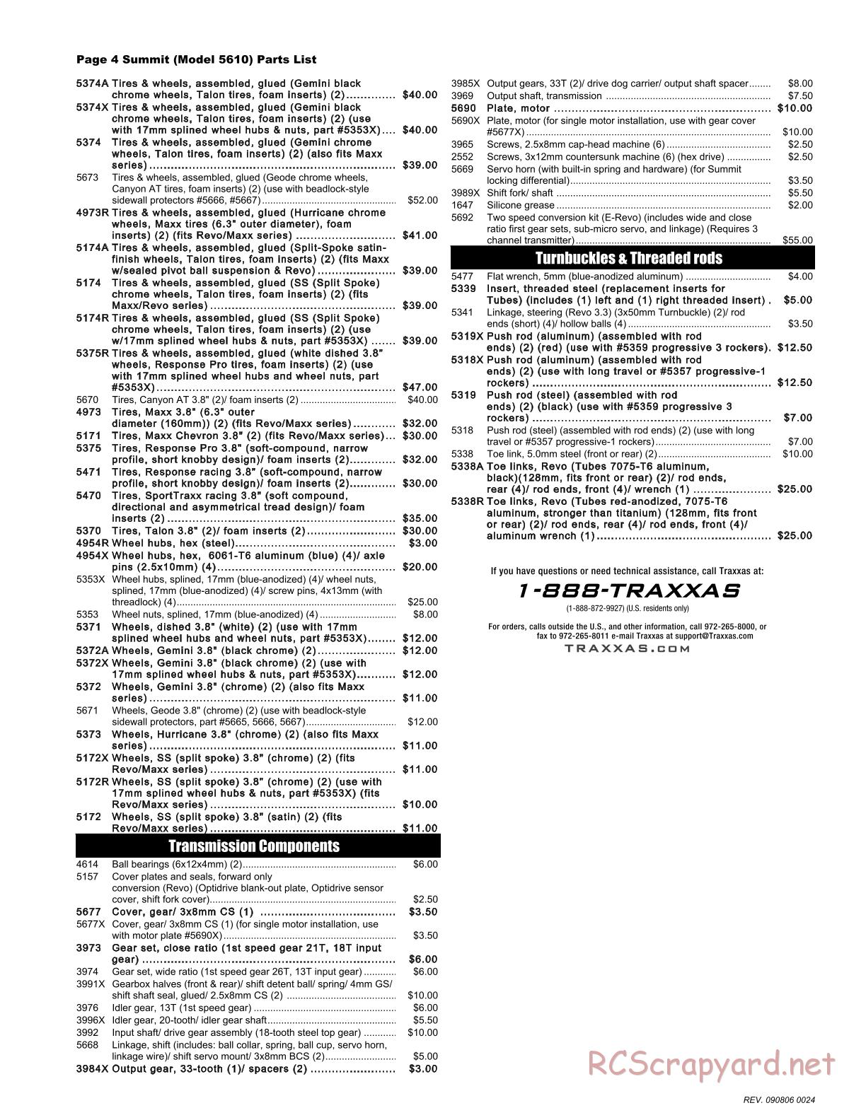 Traxxas - Summit (2009) - Parts List - Page 4