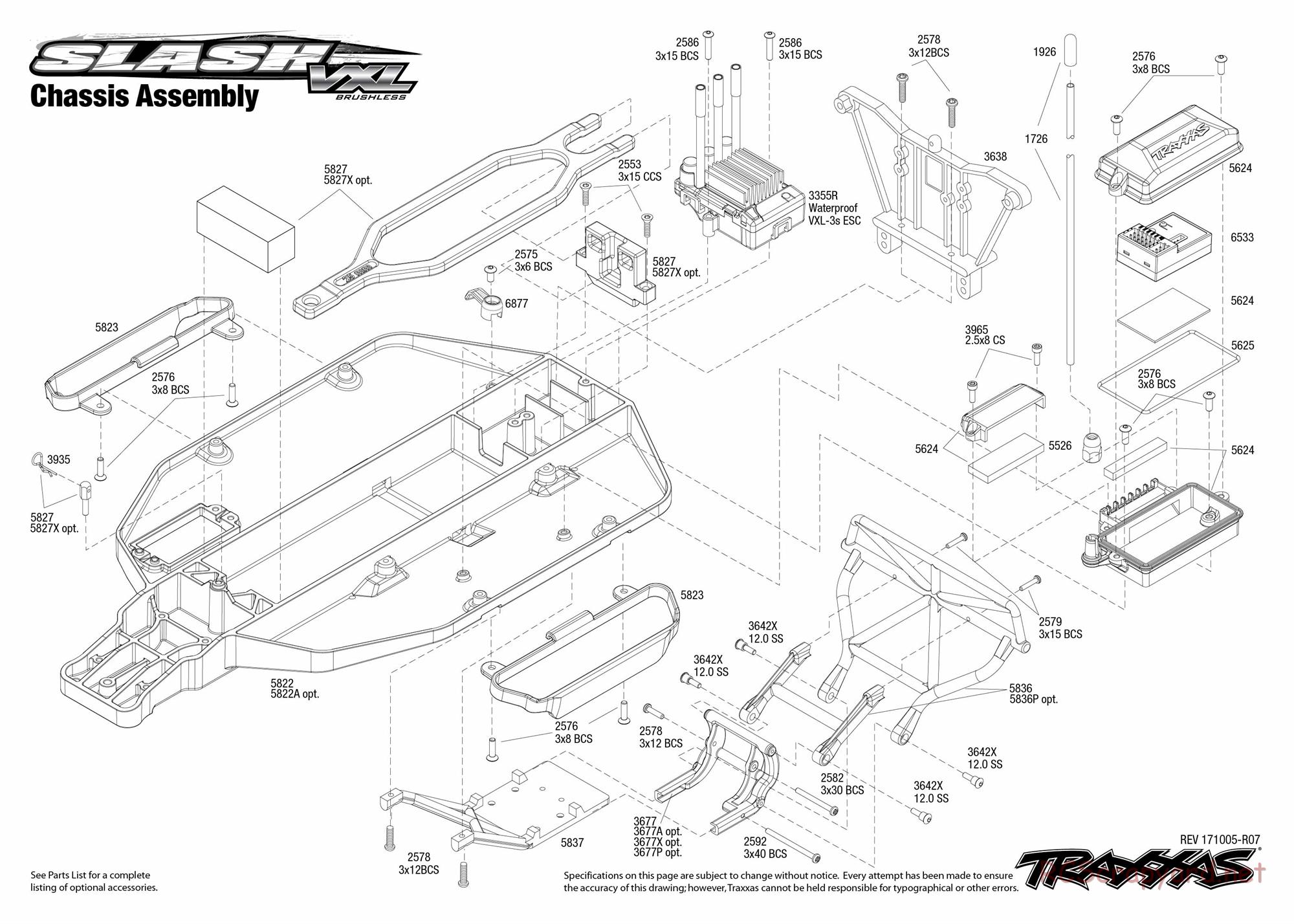 Traxxas - Slash 2WD VXL TSM (2015) - Exploded Views - Page 1