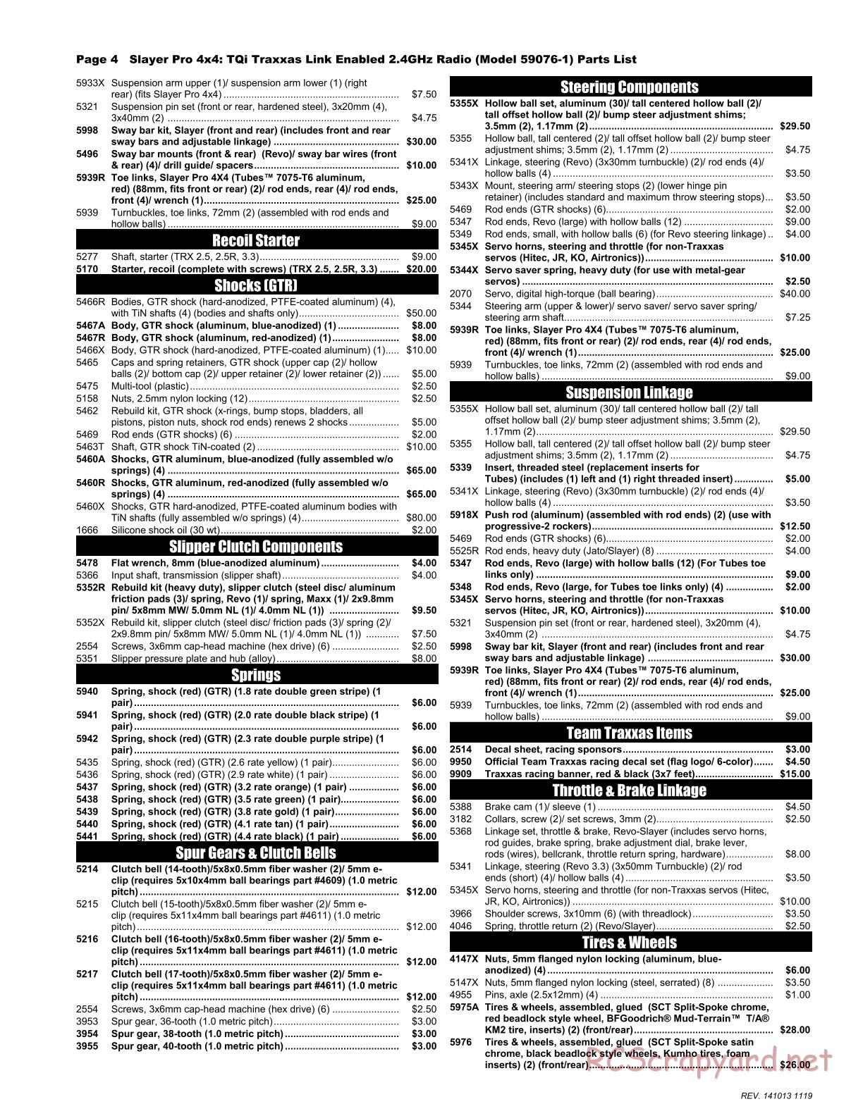 Traxxas - Slayer Pro 4x4 (2014) - Parts List - Page 4