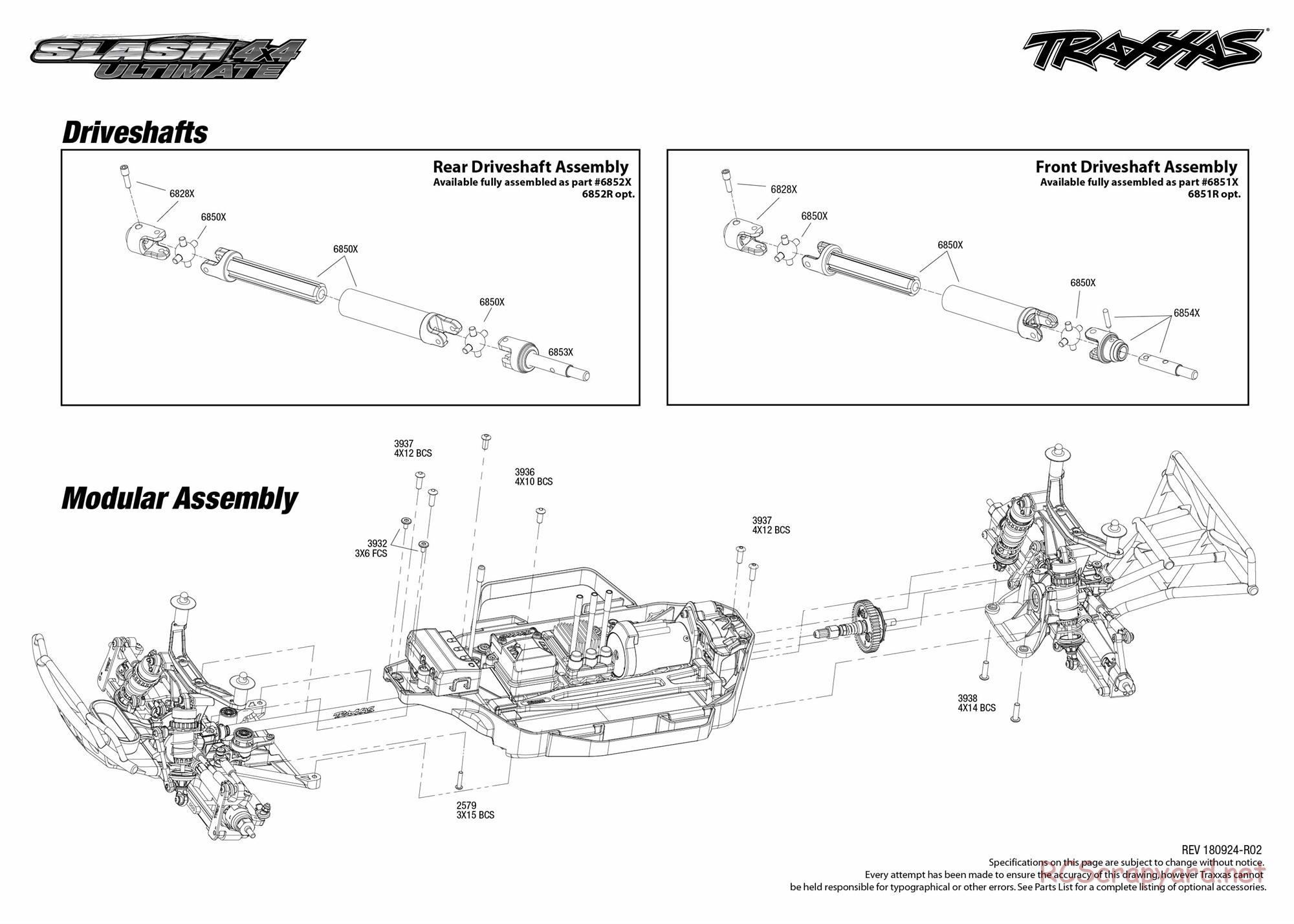 Traxxas - Slash 4x4 Ultimate TSM OBA (2017) - Exploded Views - Page 3