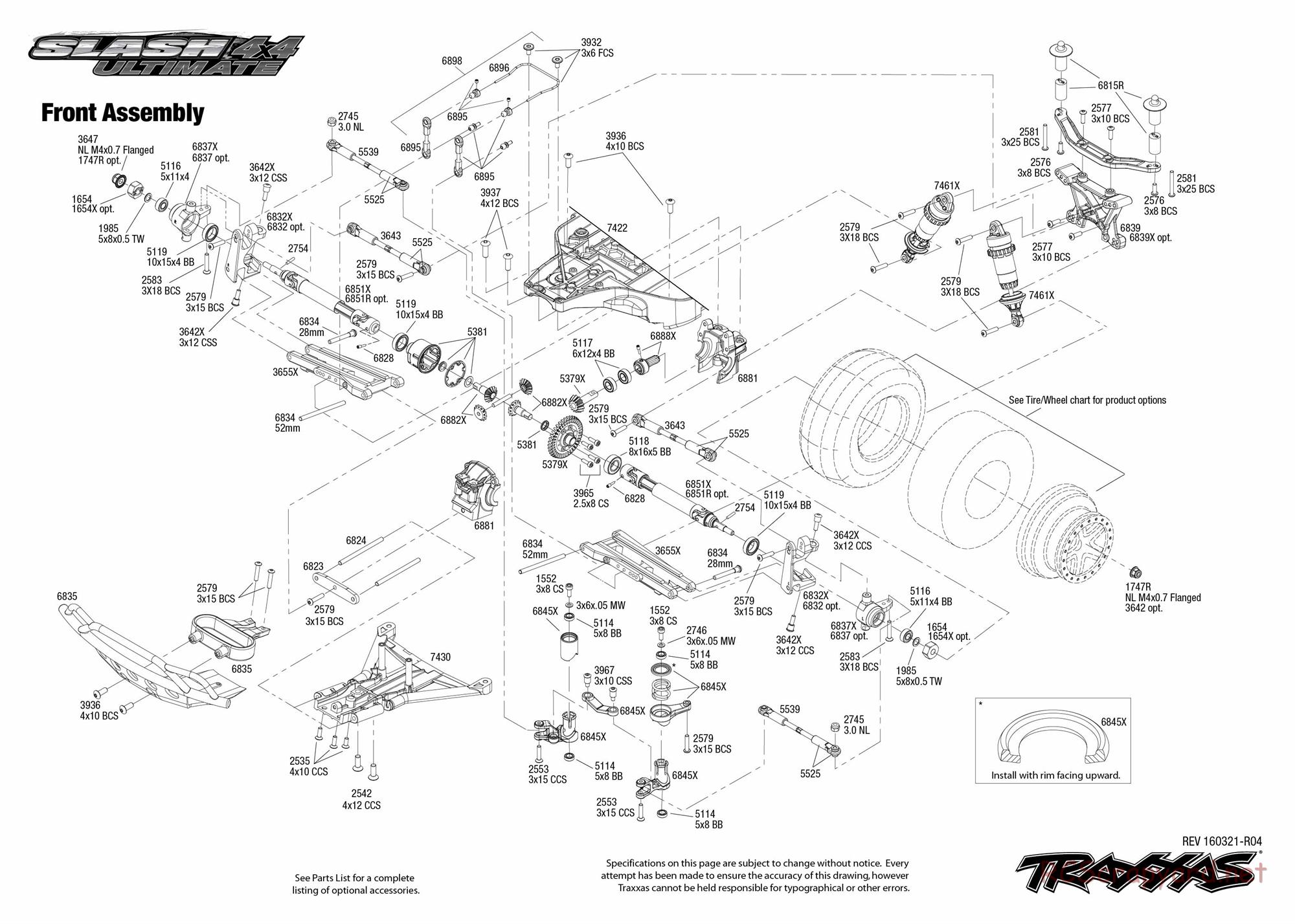 Traxxas - Slash 4x4 Ultimate TSM (2016) - Exploded Views - Page 3