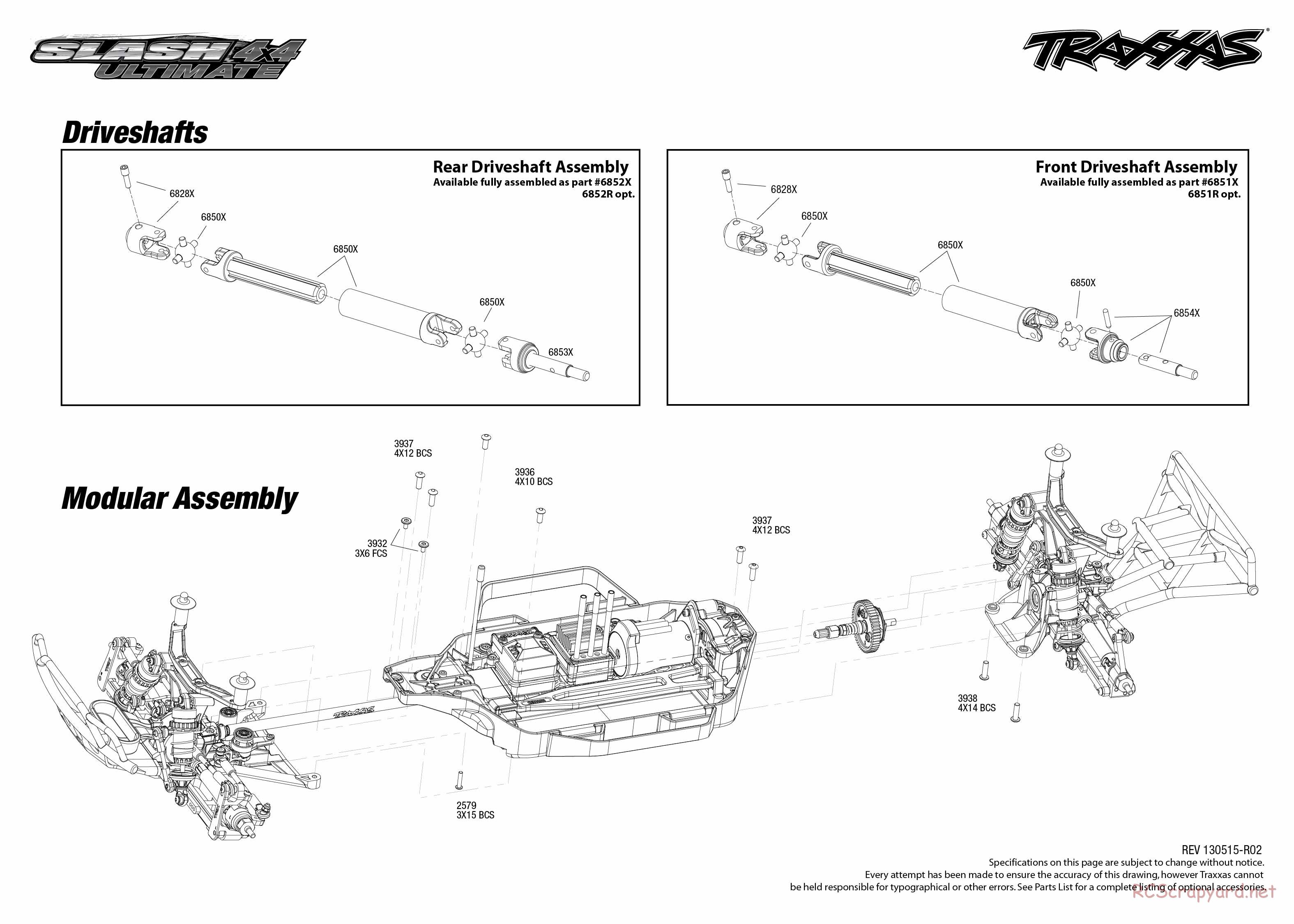 Traxxas - Slash 4x4 Ultimate LiPo (2012) - Exploded Views - Page 4