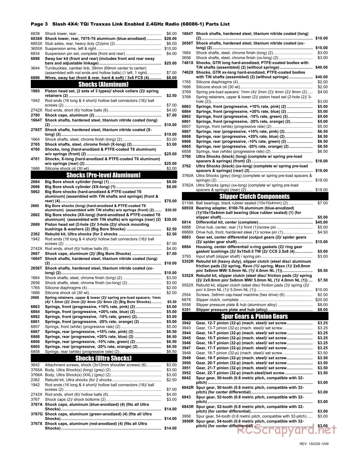 Traxxas - Slash 4x4 (2015) - Parts List - Page 3