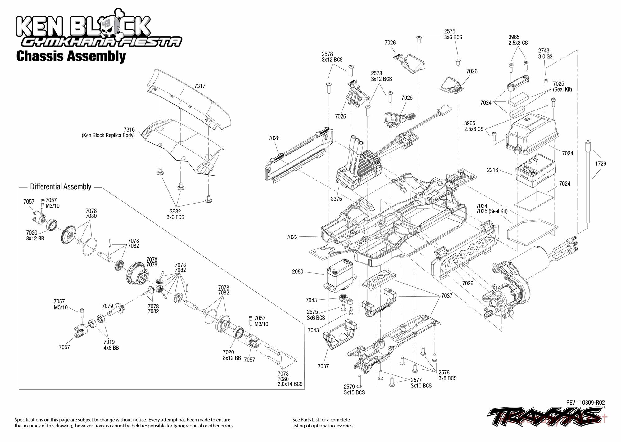 Traxxas - 1/16 Ken Block Gymkhana Fiesta (2011) - Exploded Views - Page 1