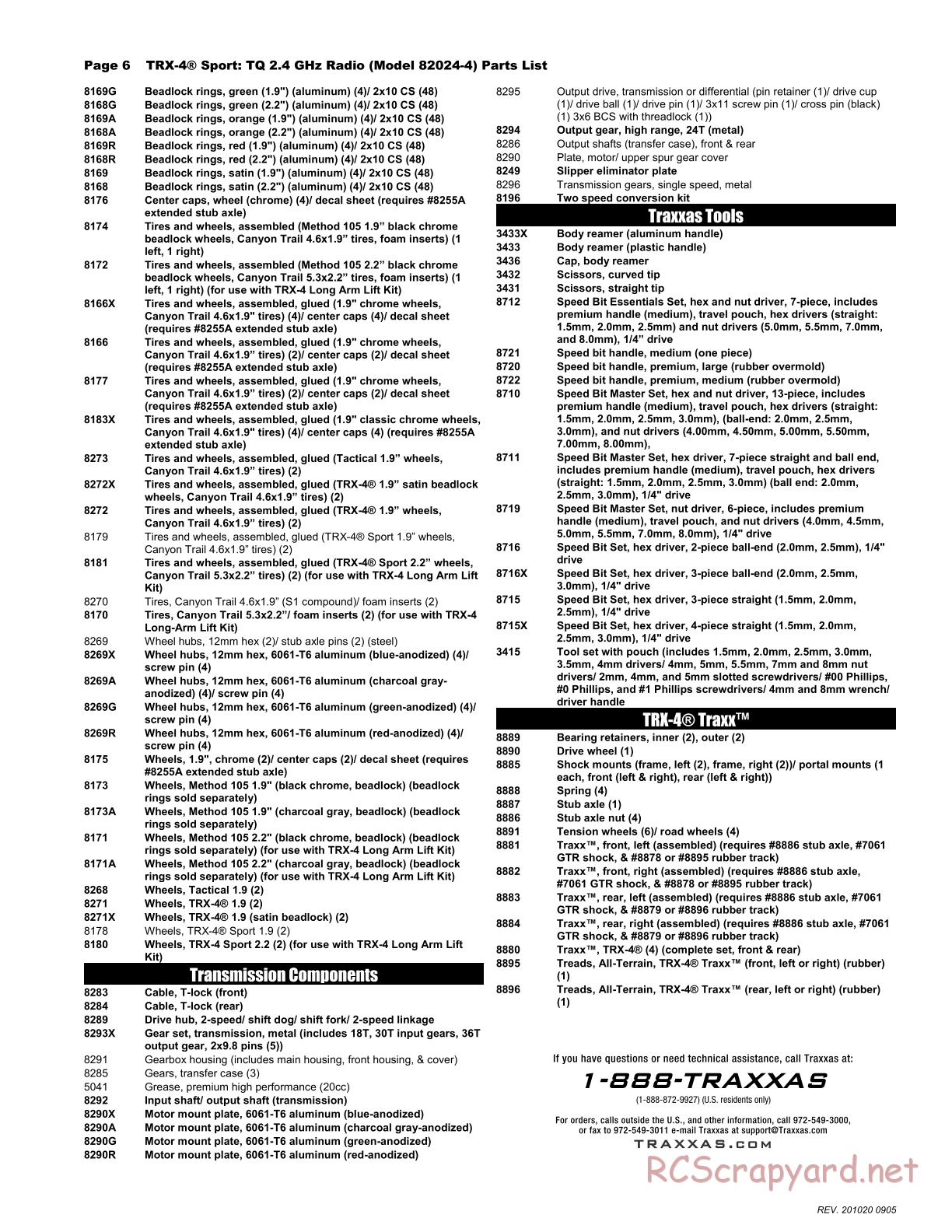 Traxxas - TRX-4 Sport - Parts List - Page 6