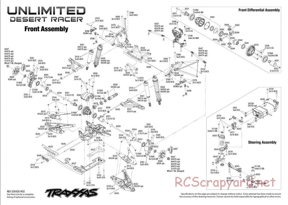 Traxxas - Unlimited Desert Racer VXL TSM - Exploded Views - Page 2