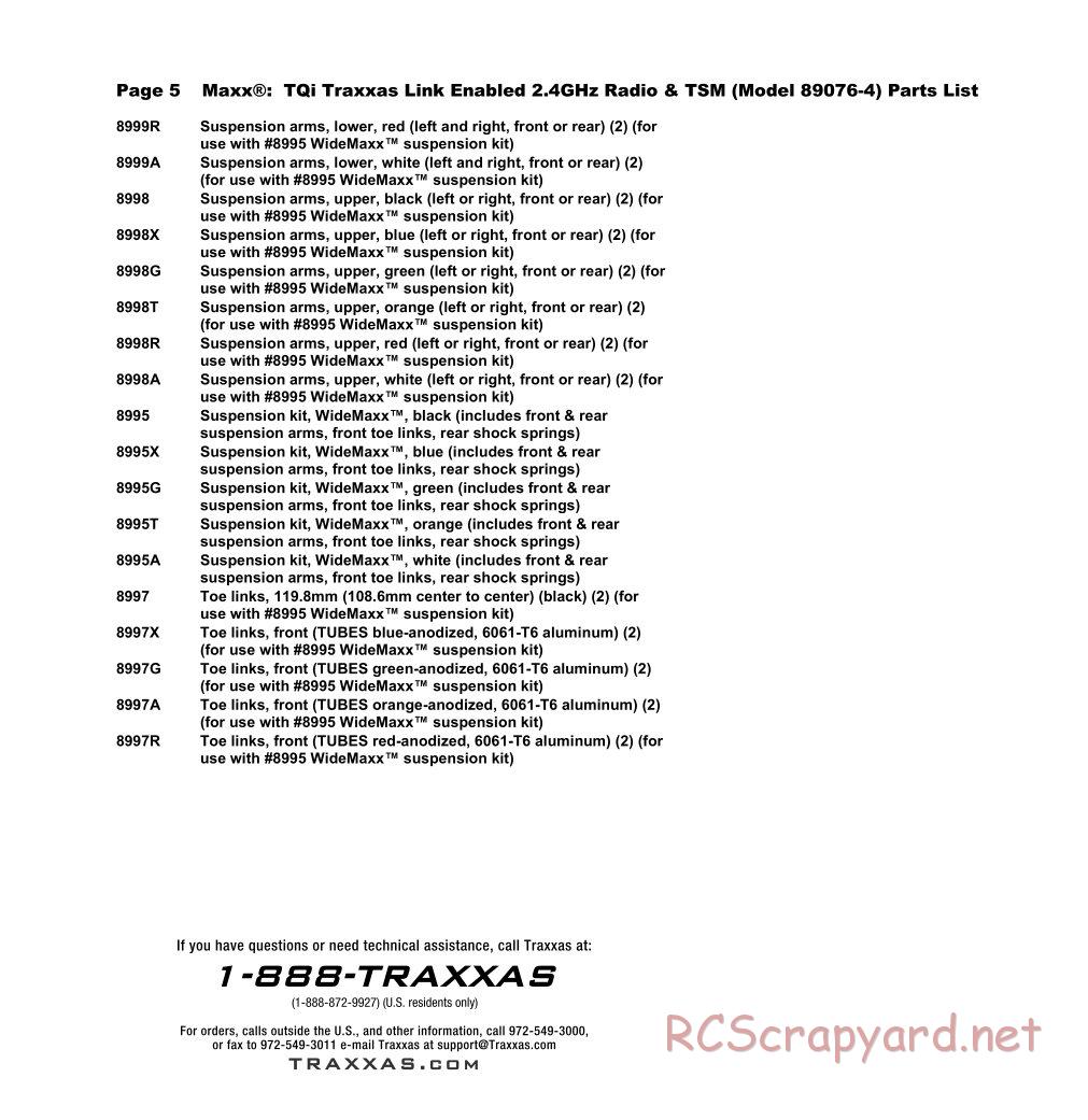 Traxxas - Maxx - Parts List - Page 5