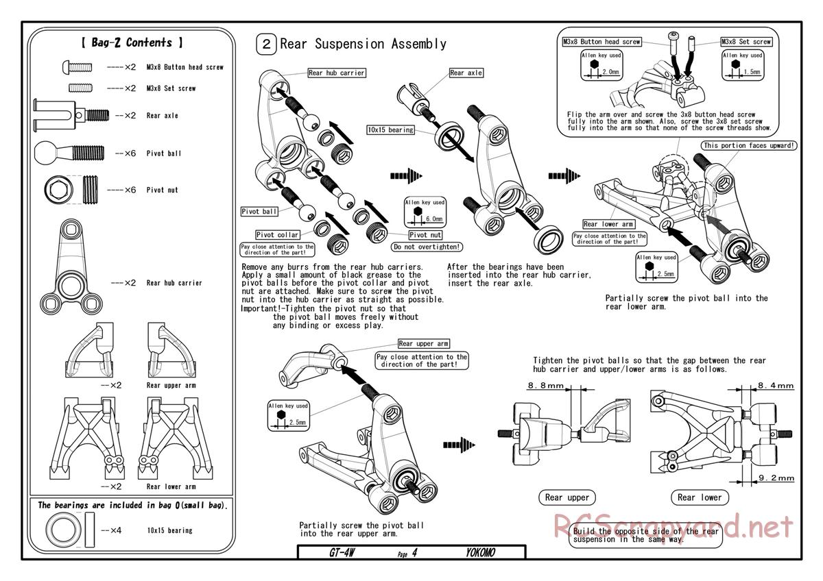 Yokomo - GT-4W - Manual - Page 4