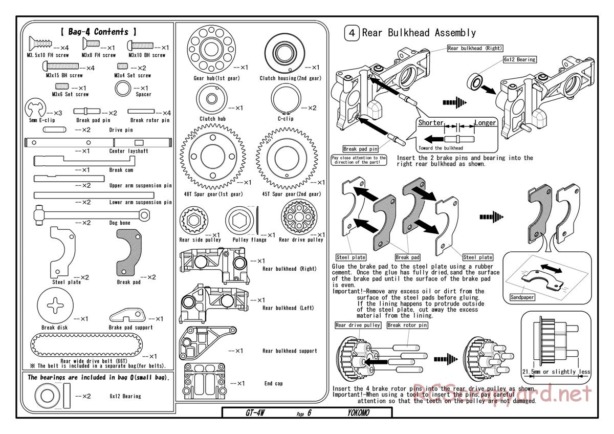 Yokomo - GT-4W - Manual - Page 6