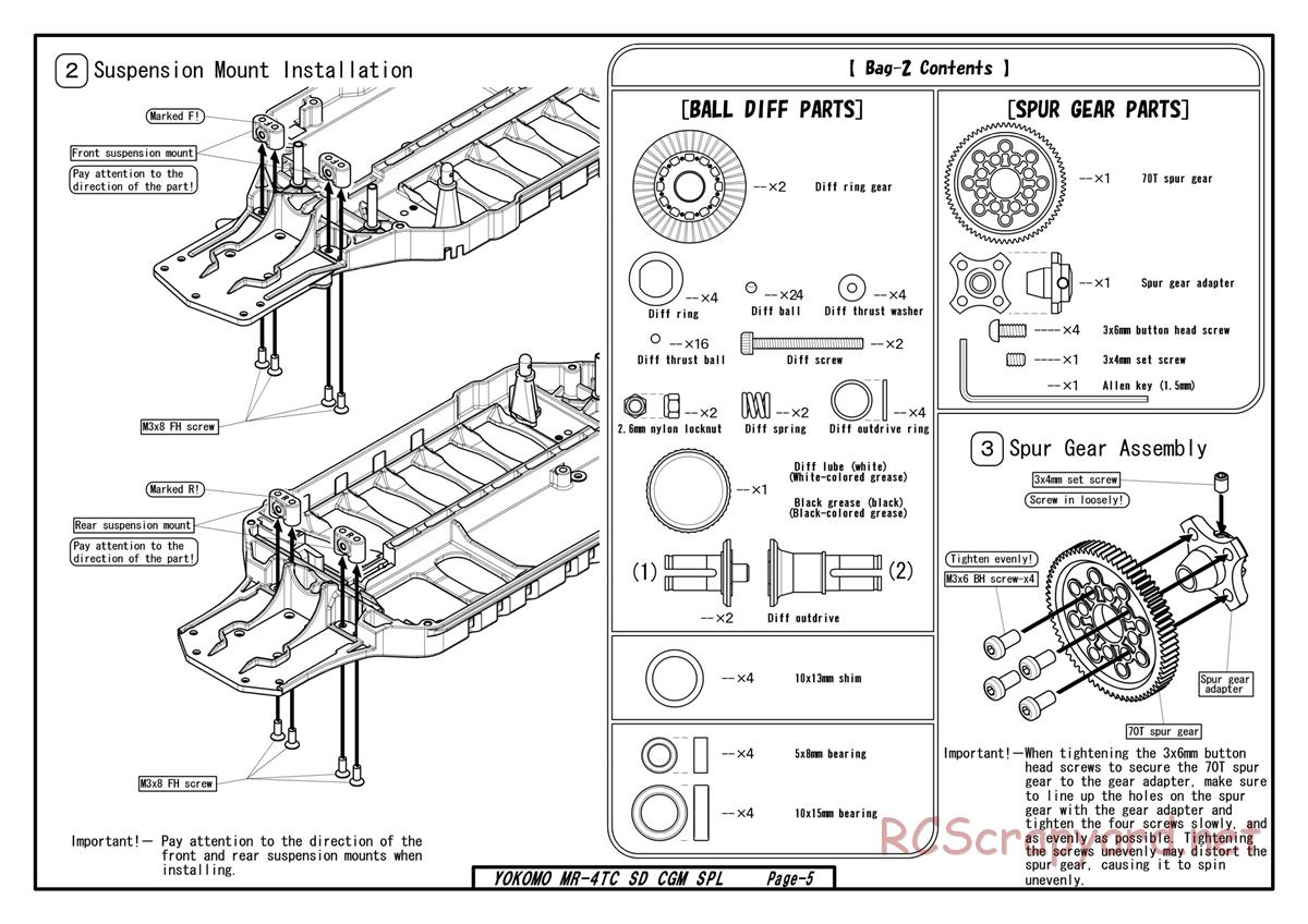 Yokomo - MR-4TC SD CGM Special - Manual - Page 5