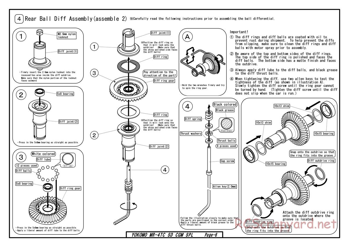 Yokomo - MR-4TC SD CGM Special - Manual - Page 6