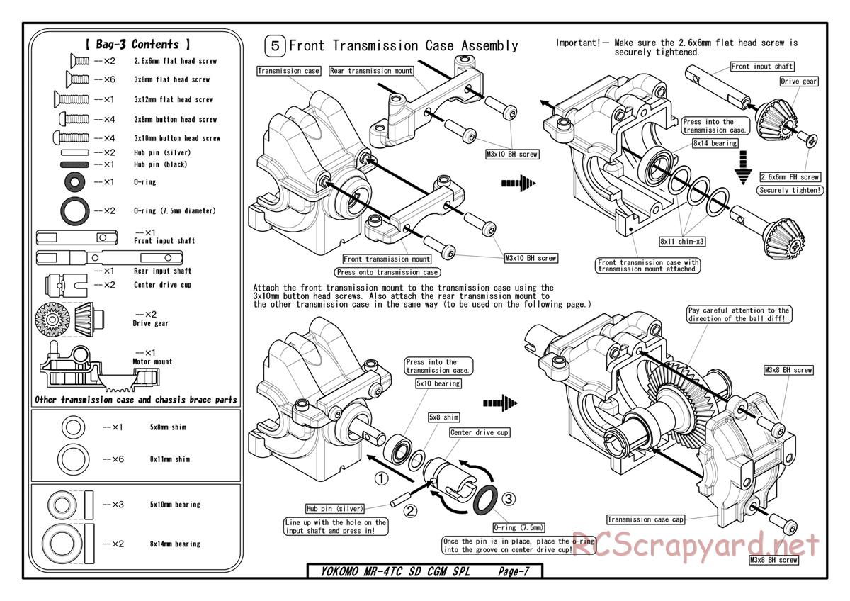 Yokomo - MR-4TC SD CGM Special - Manual - Page 7