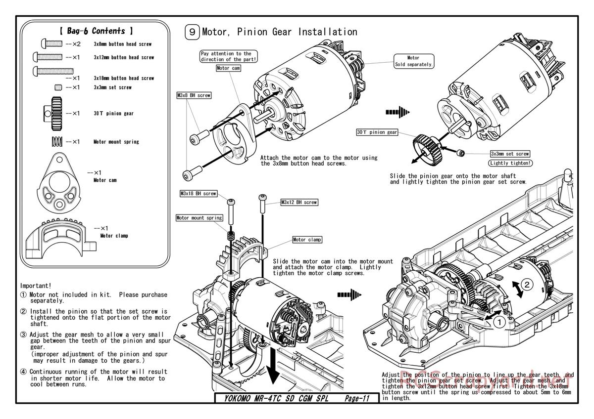 Yokomo - MR-4TC SD CGM Special - Manual - Page 11