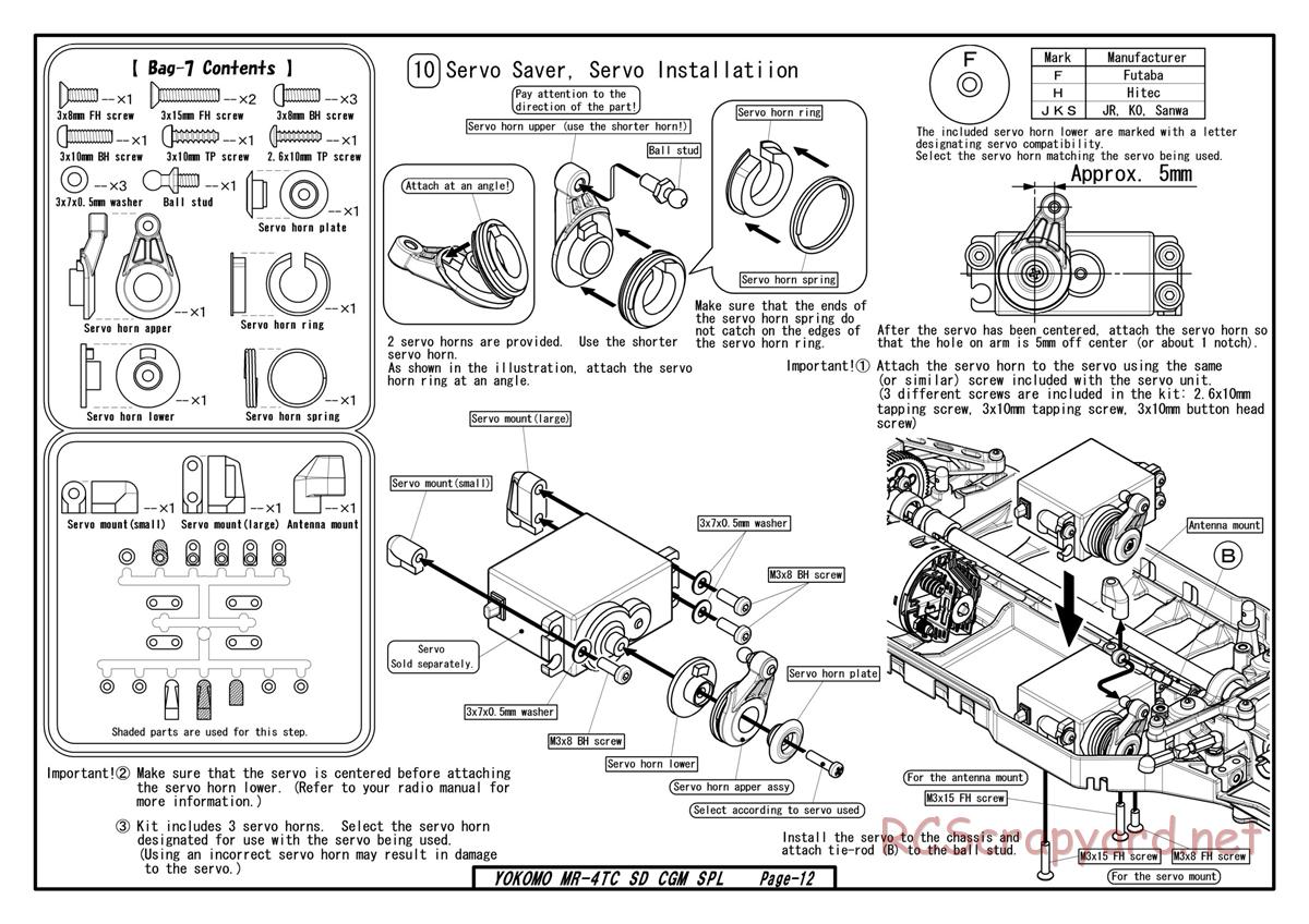 Yokomo - MR-4TC SD CGM Special - Manual - Page 12