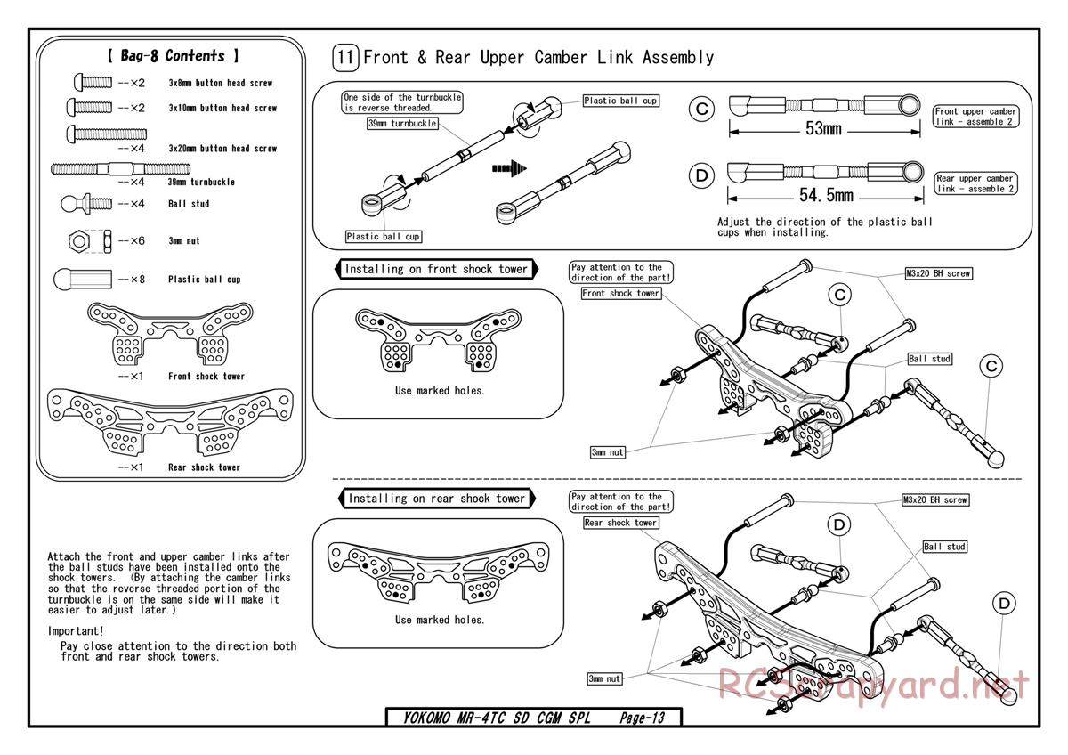 Yokomo - MR-4TC SD CGM Special - Manual - Page 13