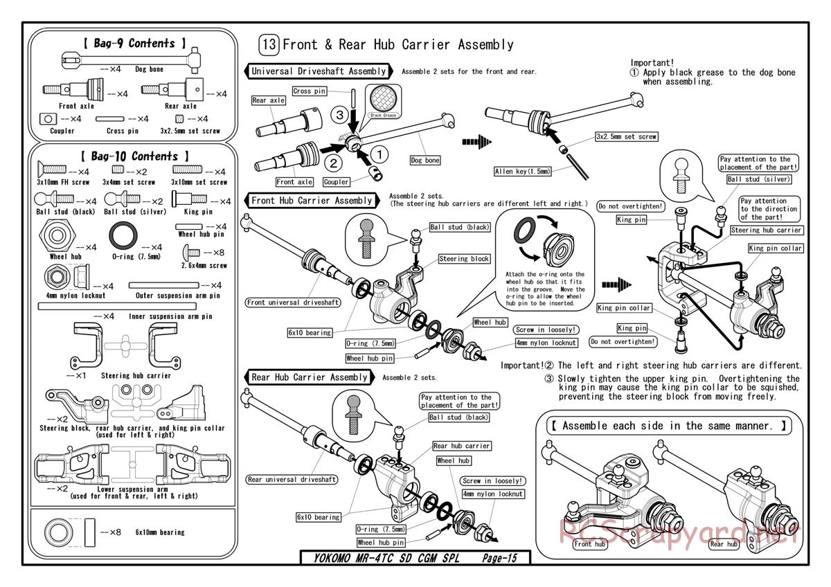 Yokomo - MR-4TC SD CGM Special - Manual - Page 15