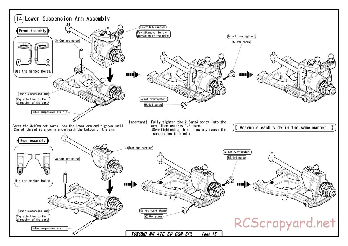 Yokomo - MR-4TC SD CGM Special - Manual - Page 16