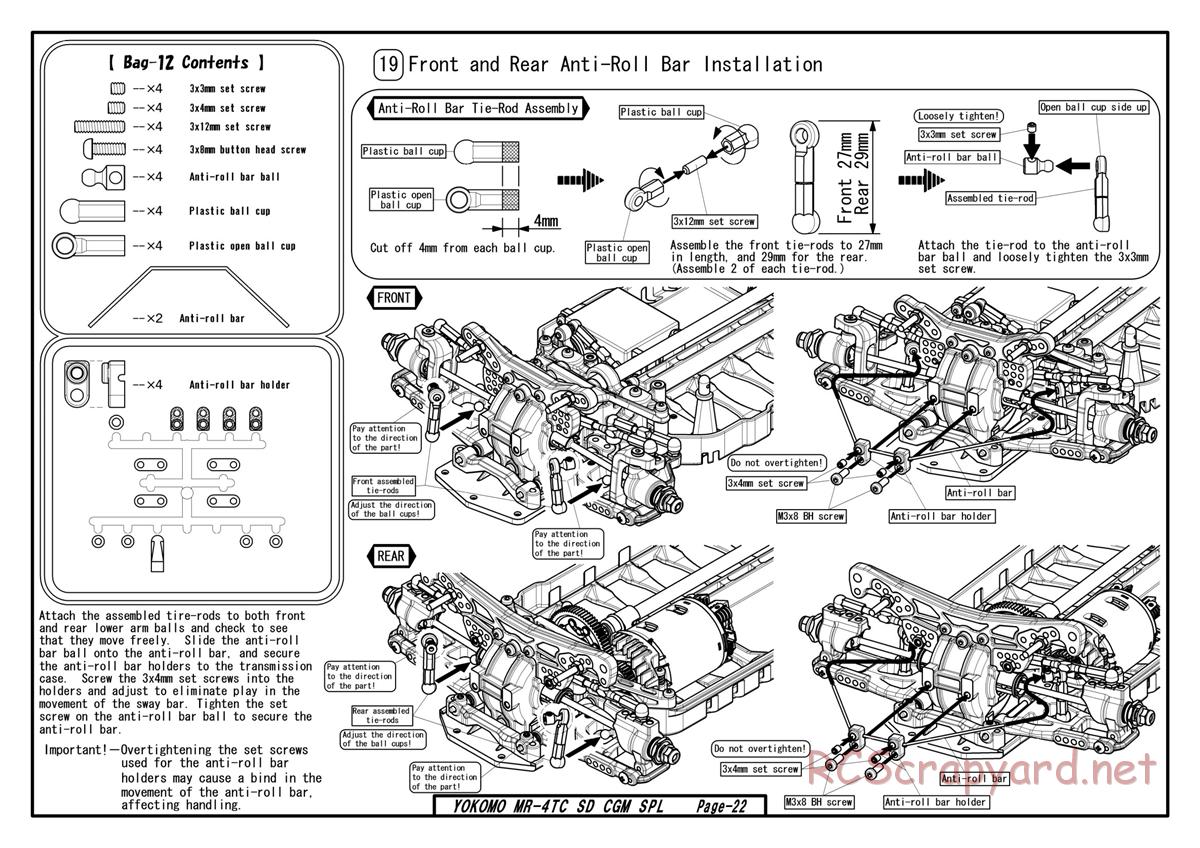 Yokomo - MR-4TC SD CGM Special - Manual - Page 22