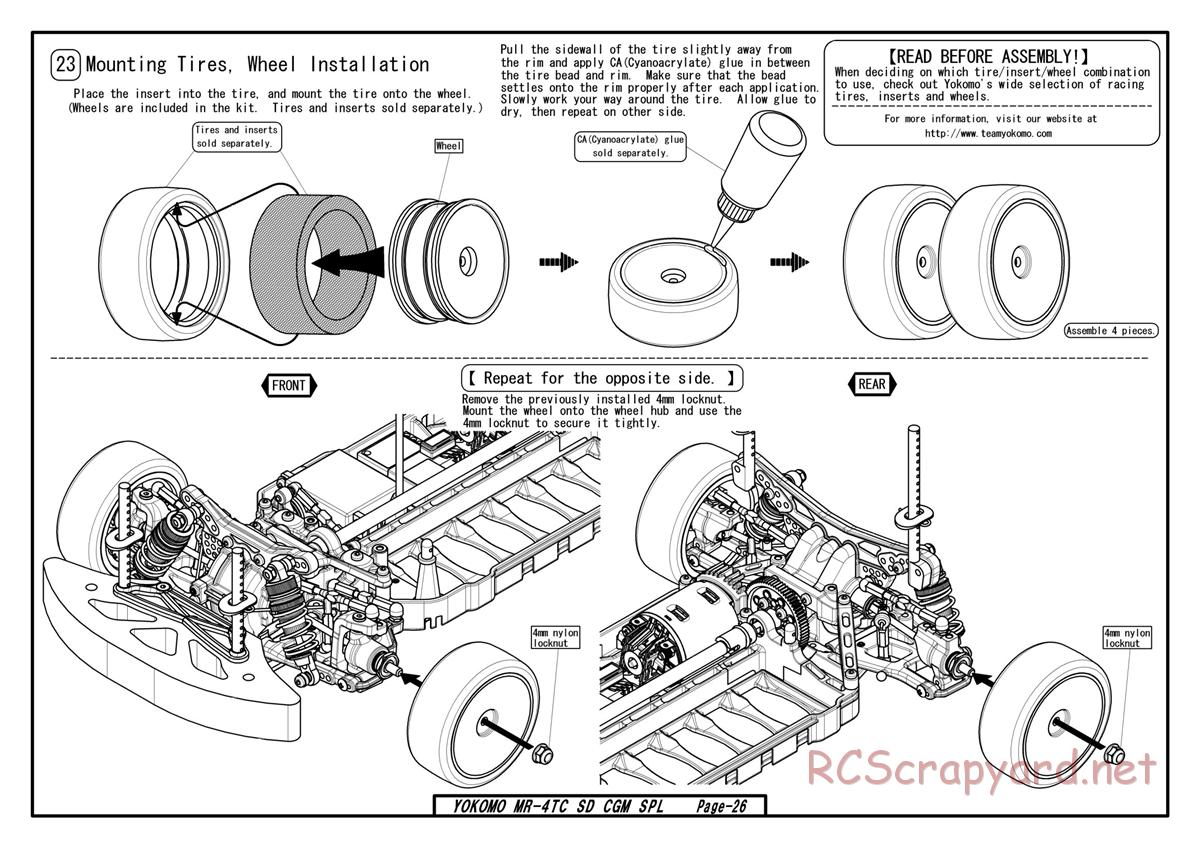 Yokomo - MR-4TC SD CGM Special - Manual - Page 26