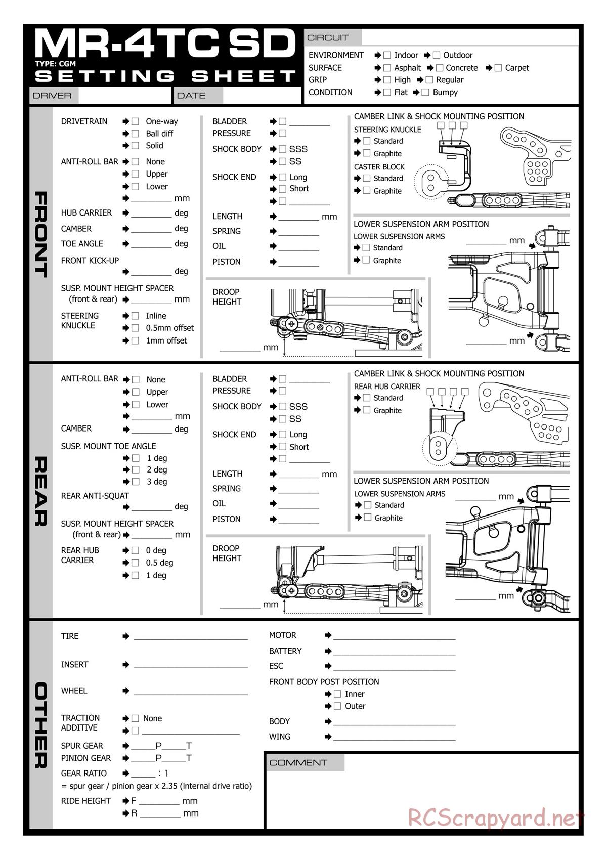 Yokomo - MR-4TC SD CGM Special - Manual - Page 29