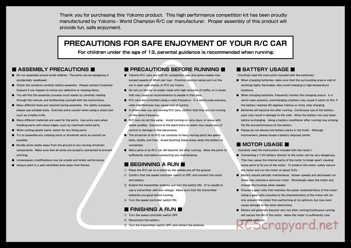 Yokomo - MR-4TC SD SSG - Manual - Page 2