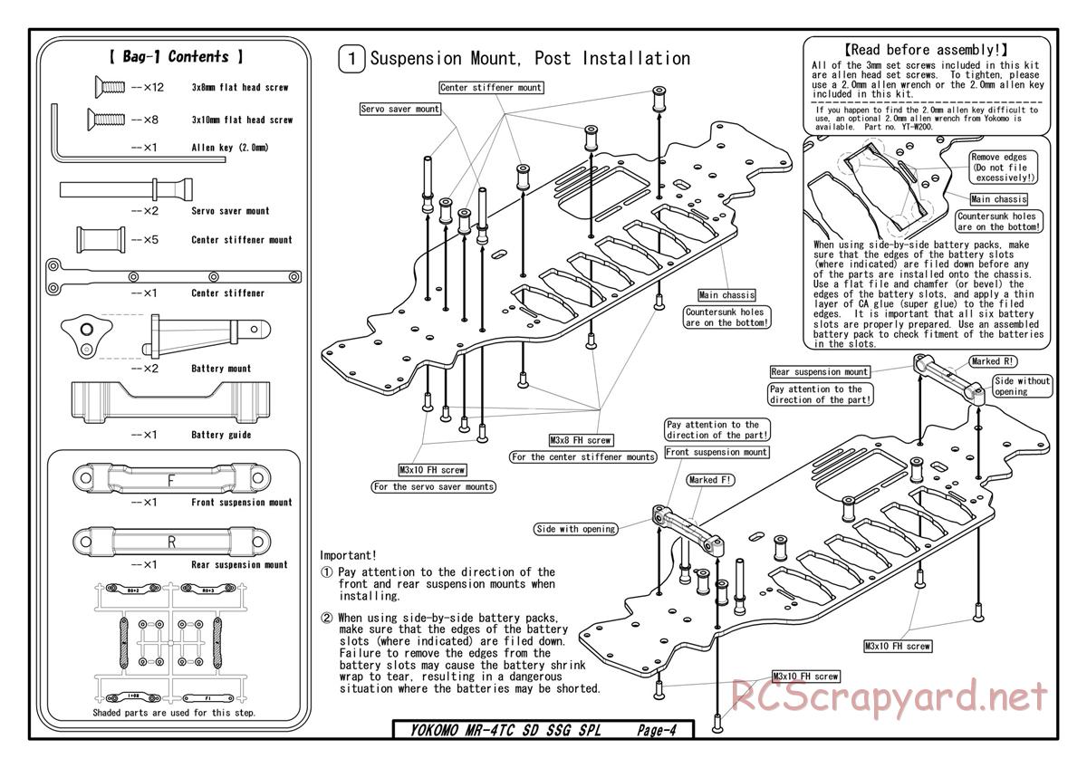 Yokomo - MR-4TC SD SSG - Manual - Page 4