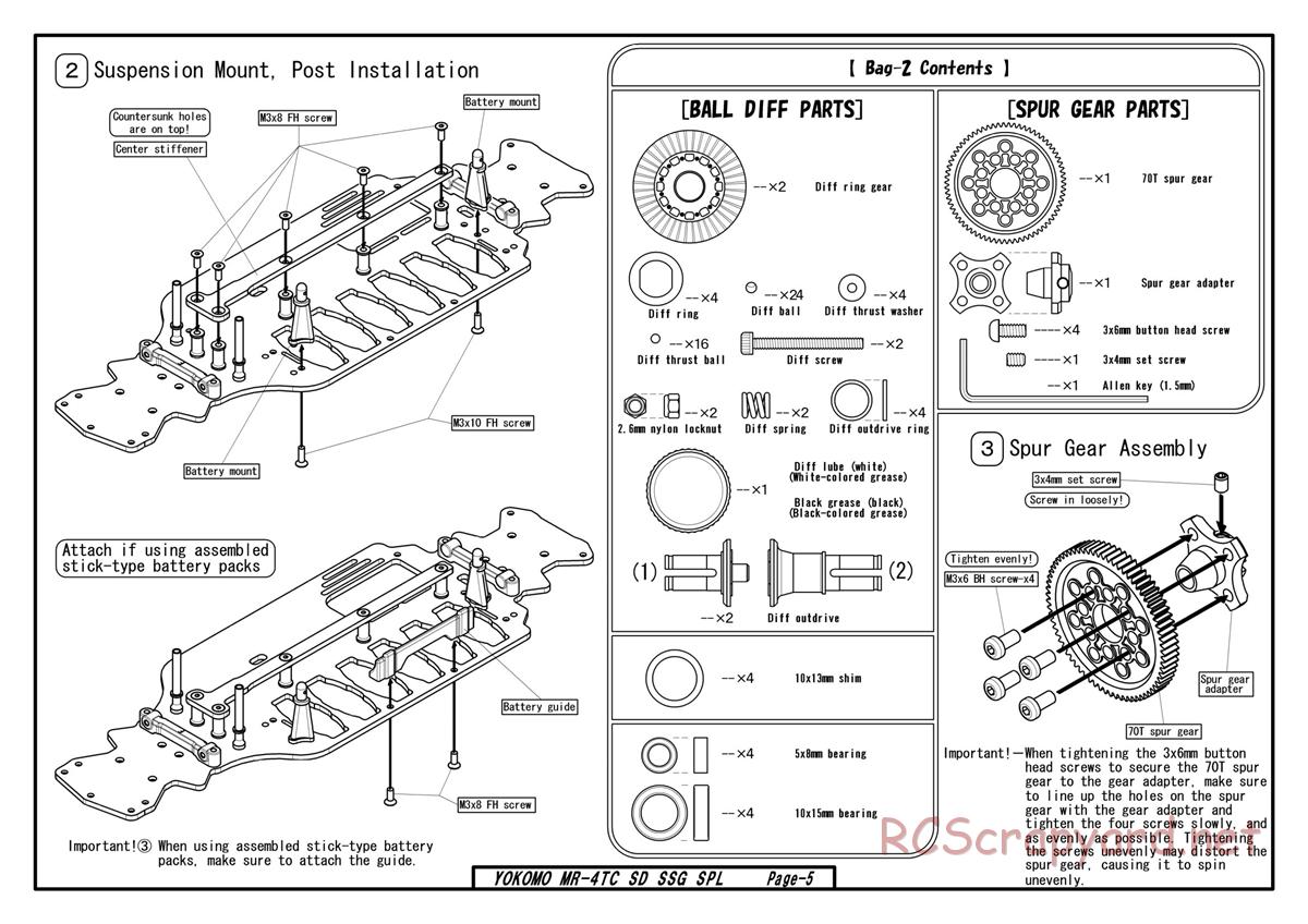 Yokomo - MR-4TC SD SSG - Manual - Page 5