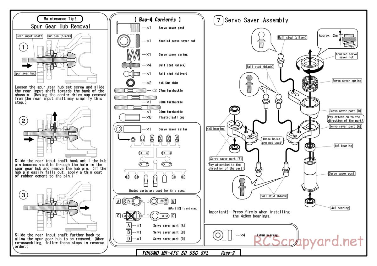 Yokomo - MR-4TC SD SSG - Manual - Page 9