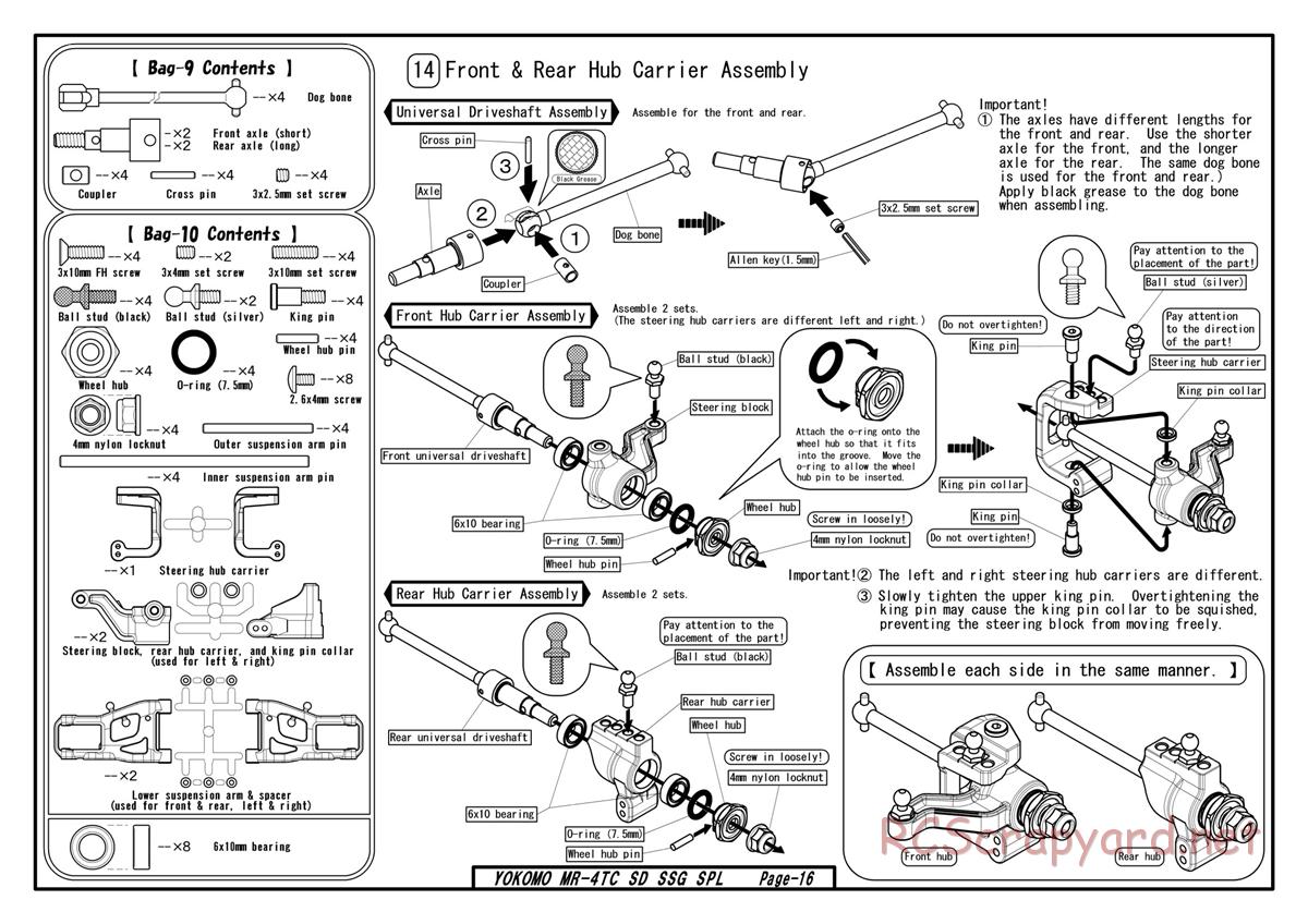 Yokomo - MR-4TC SD SSG - Manual - Page 16