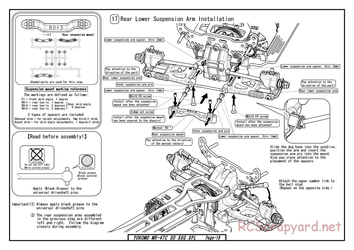 Yokomo - MR-4TC SD SSG - Manual - Page 19