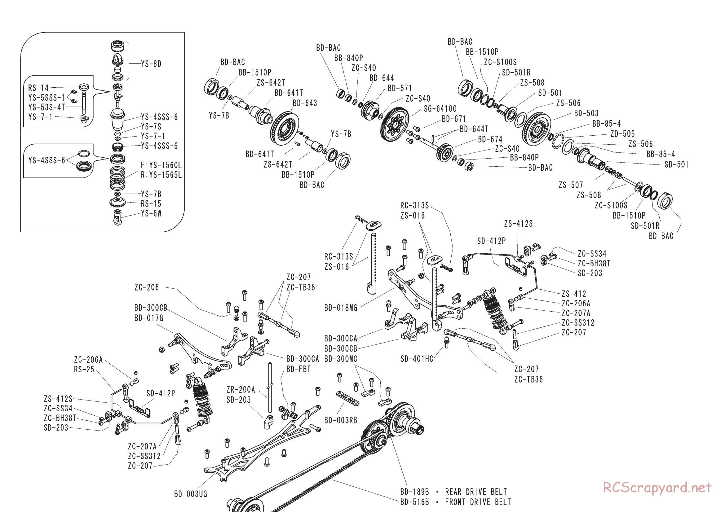 Yokomo - MR-4TC BD - Exploded Views - Page 1