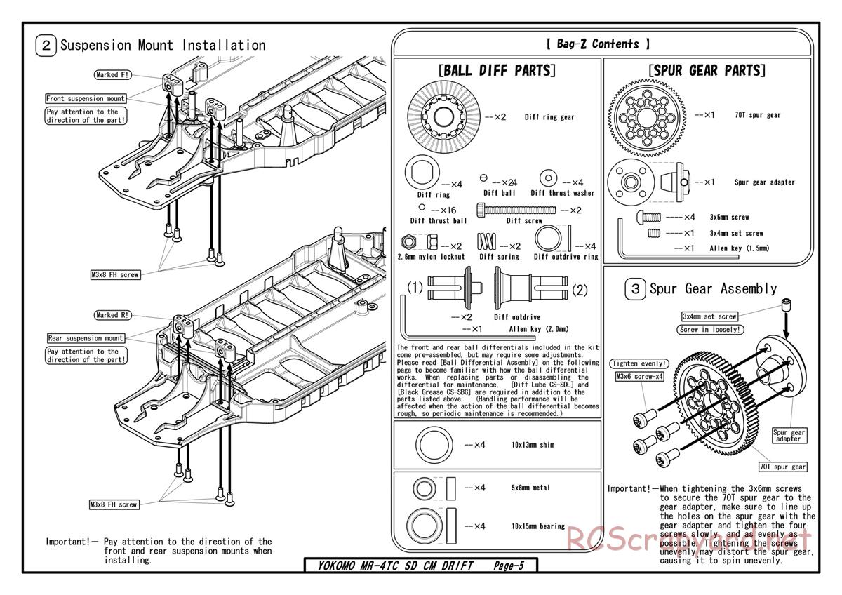 Yokomo - MR-4TC SD CM Drift - Manual - Page 3