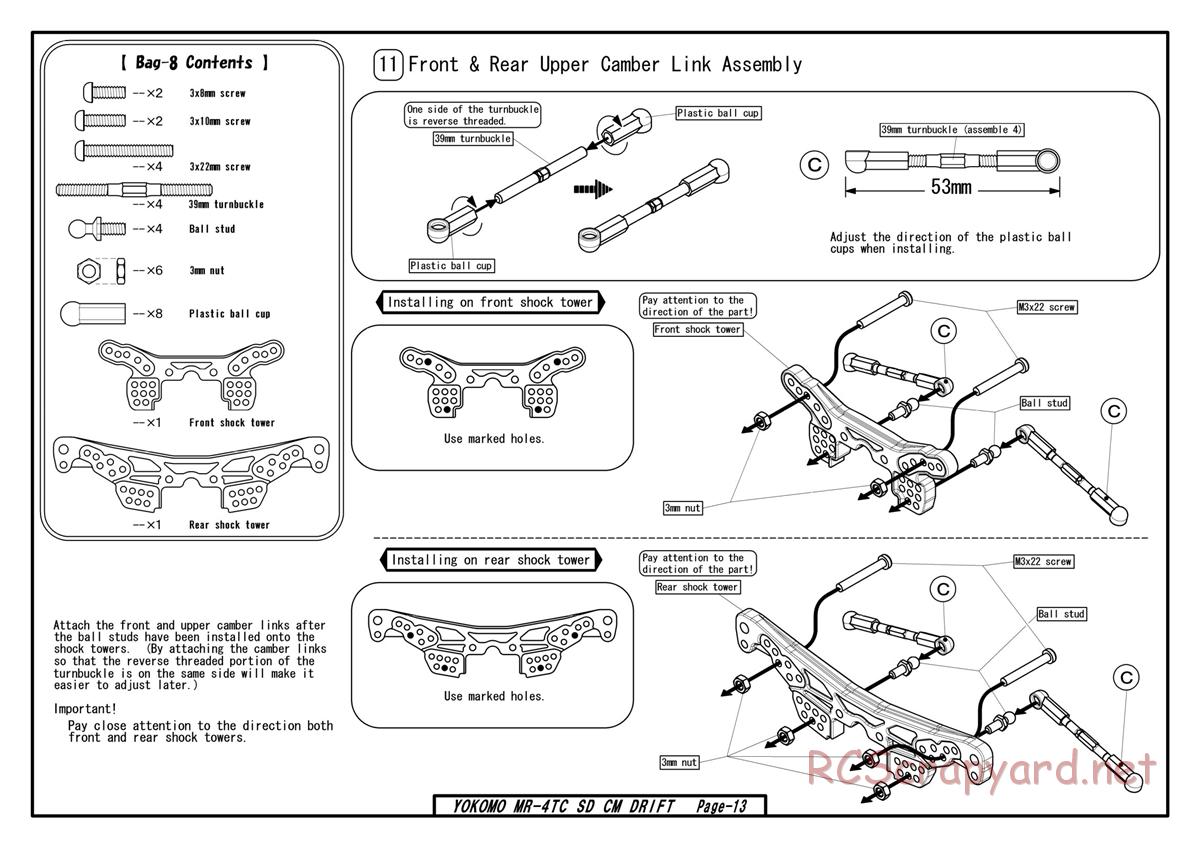 Yokomo - MR-4TC SD CM Drift - Manual - Page 11