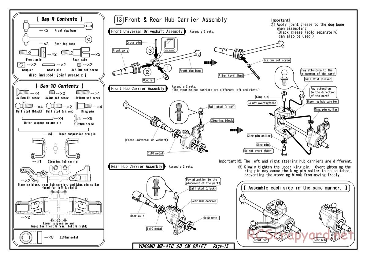 Yokomo - MR-4TC SD CM Drift - Manual - Page 13