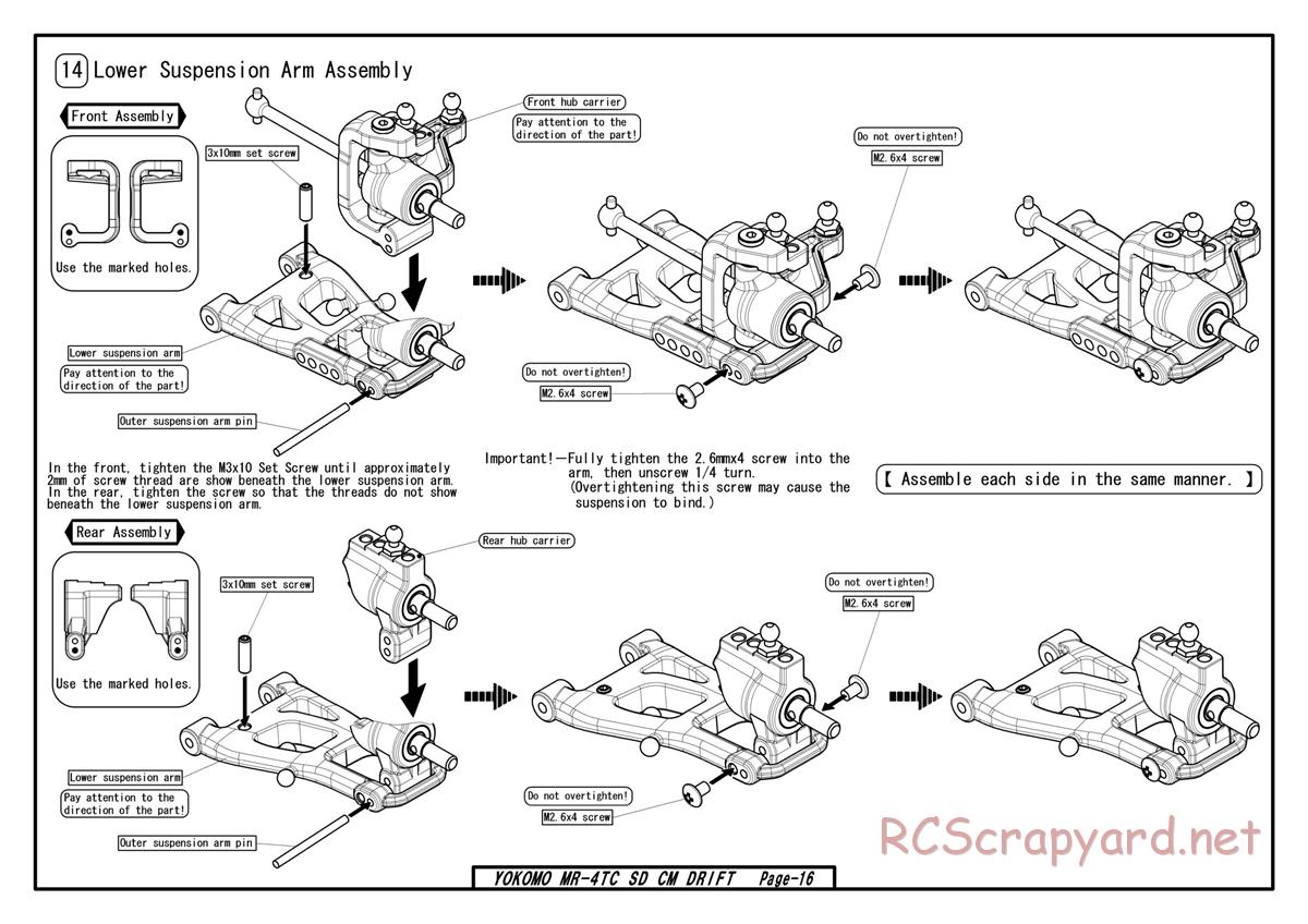 Yokomo - MR-4TC SD CM Drift - Manual - Page 14