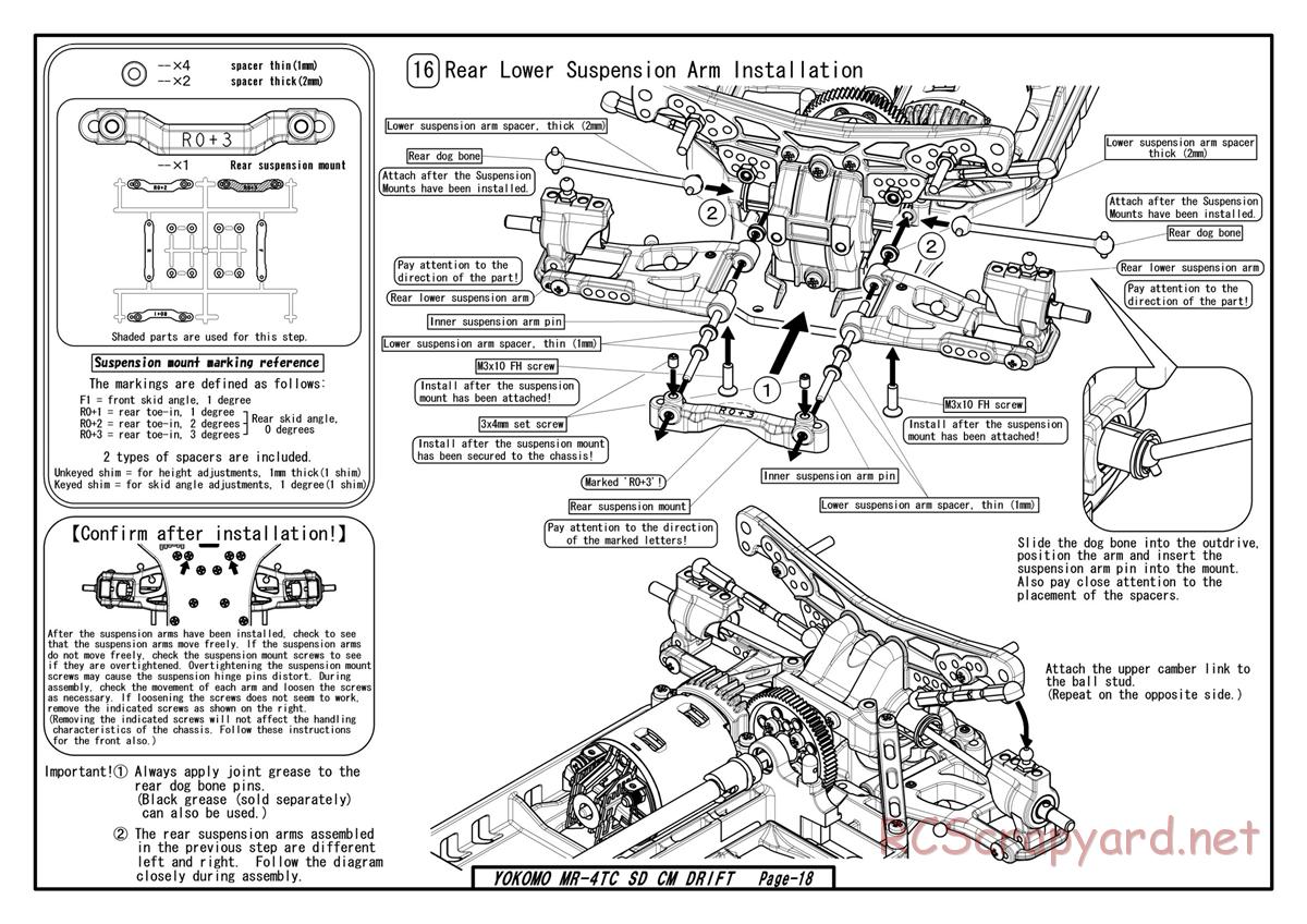 Yokomo - MR-4TC SD CM Drift - Manual - Page 16