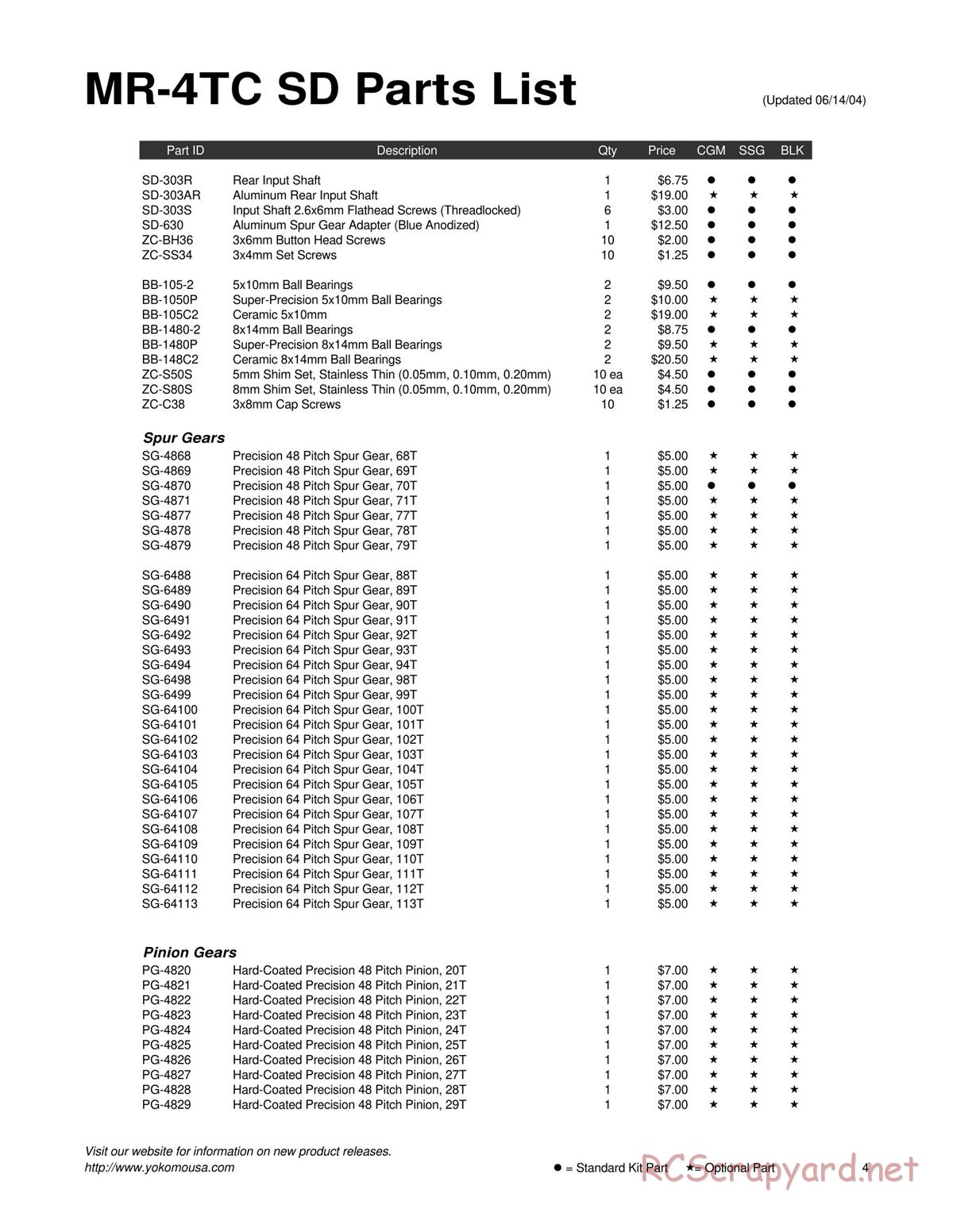 Yokomo - MR-4TC SD - Parts - Page 4