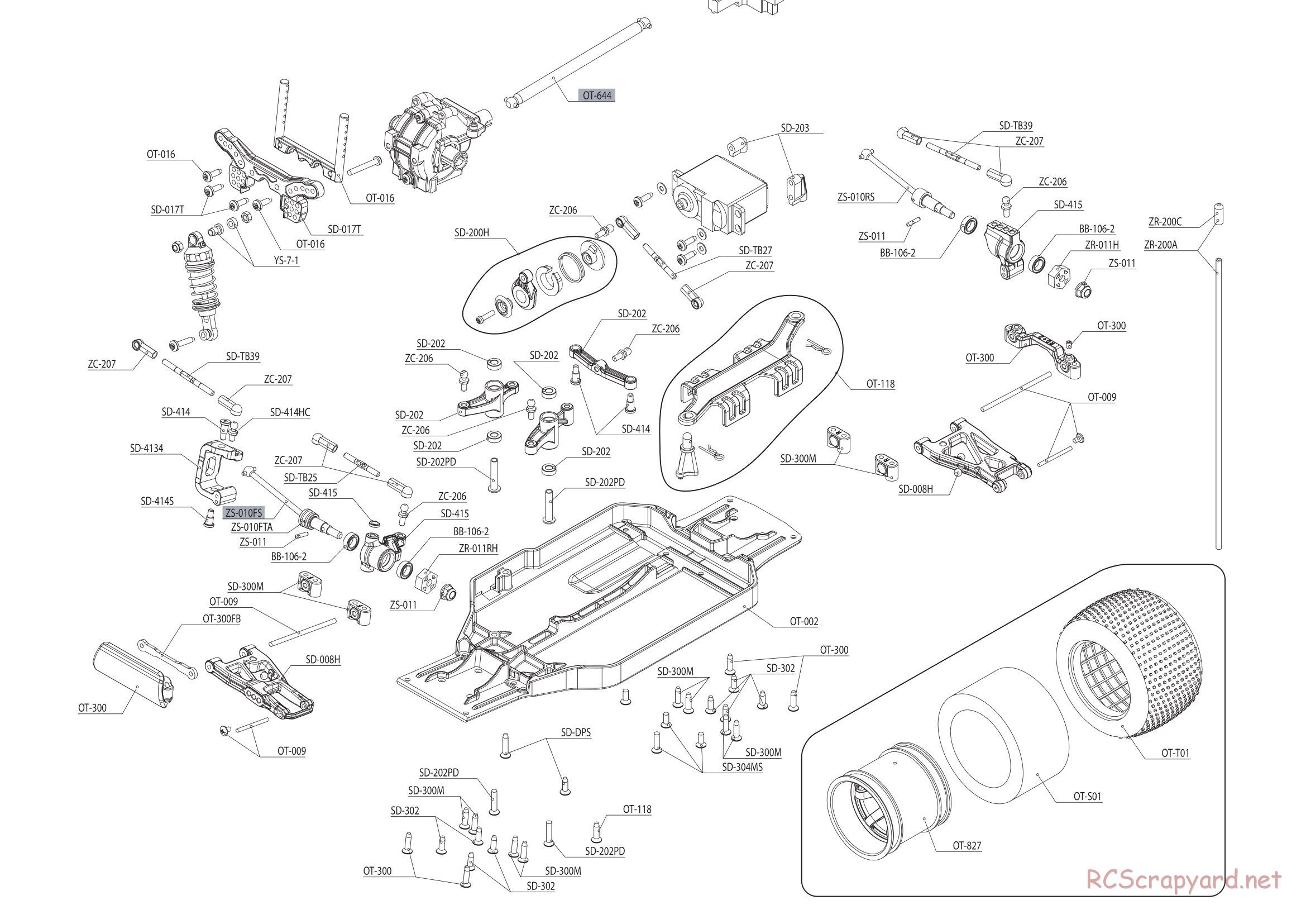 Yokomo - SD12 TR - Exploded View