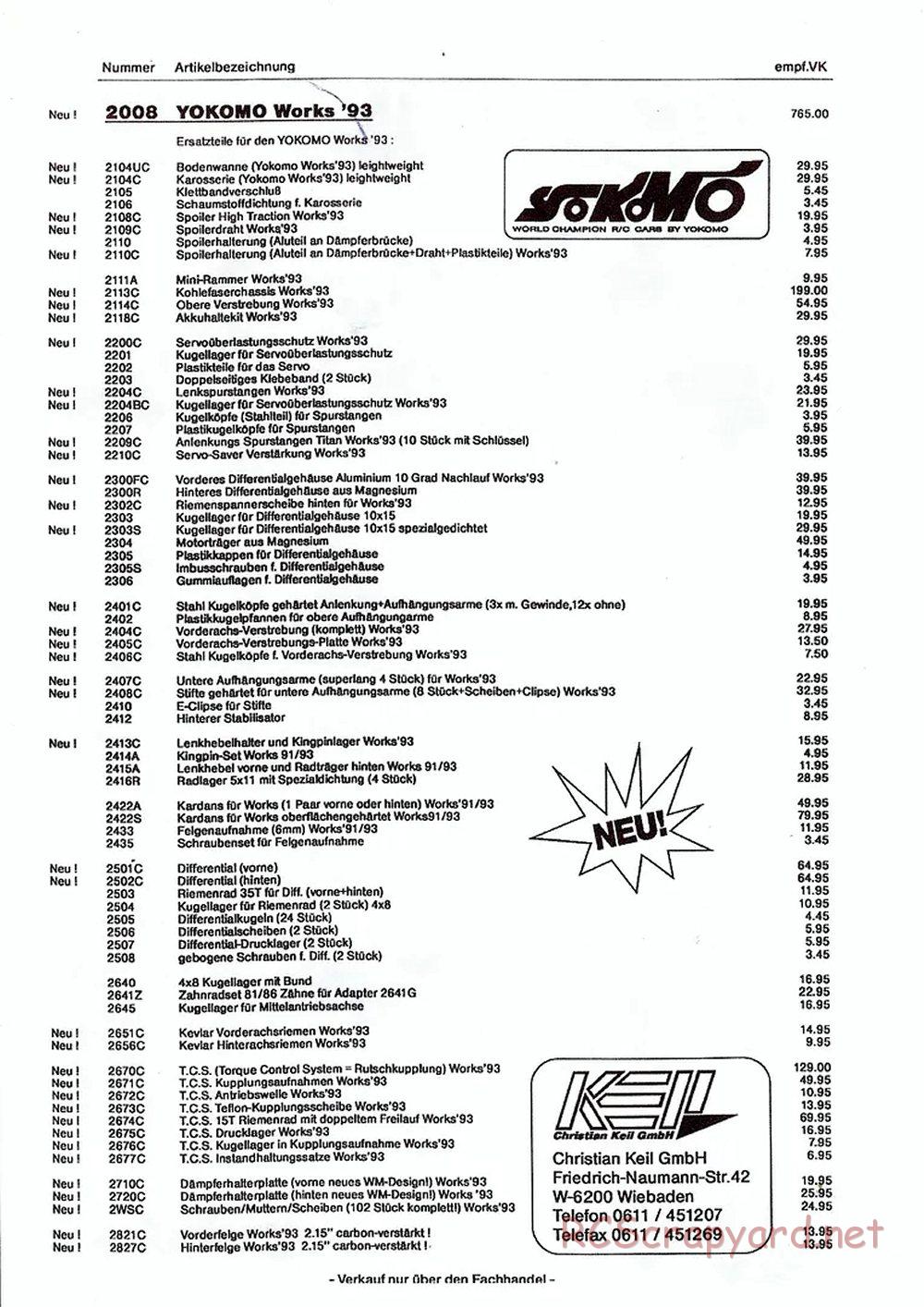 Yokomo - Super Dog Fighter Works 93 - Parts List - Page 6