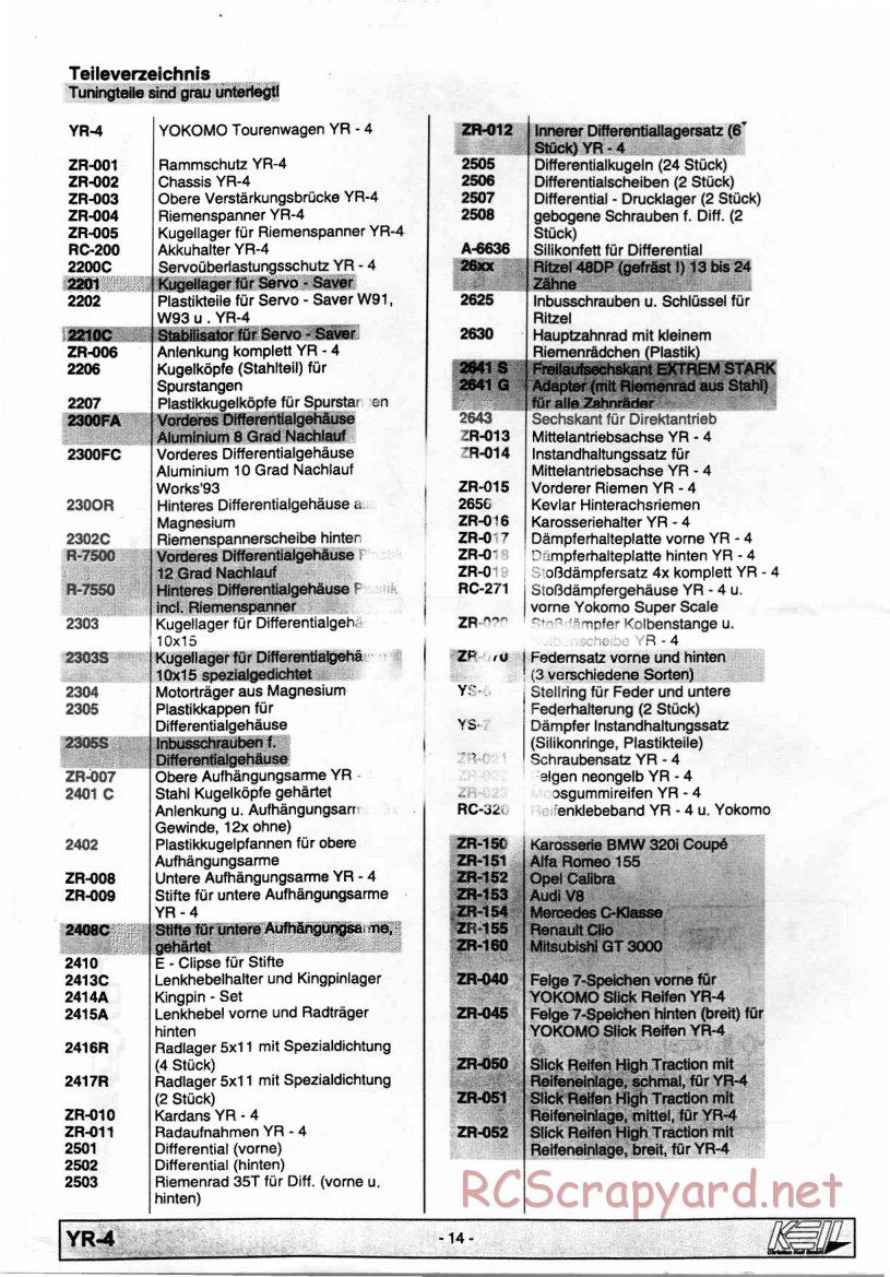 Yokomo - YR-4 - Manual - Page 14