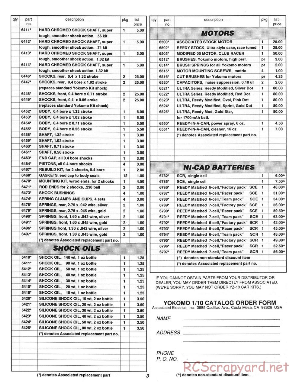 Associated YZ-10 / Yokomo YZ870C - Parts Lists - Page 2