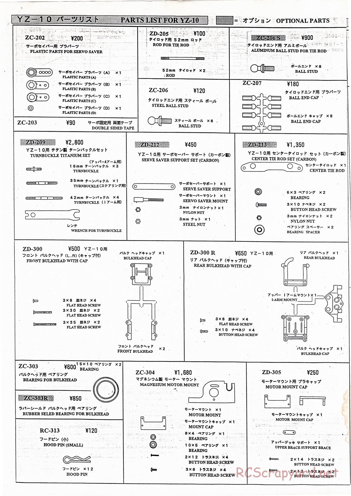 Yokomo - Super Dog Fighter YZ-10 - Parts Lists - Page 4