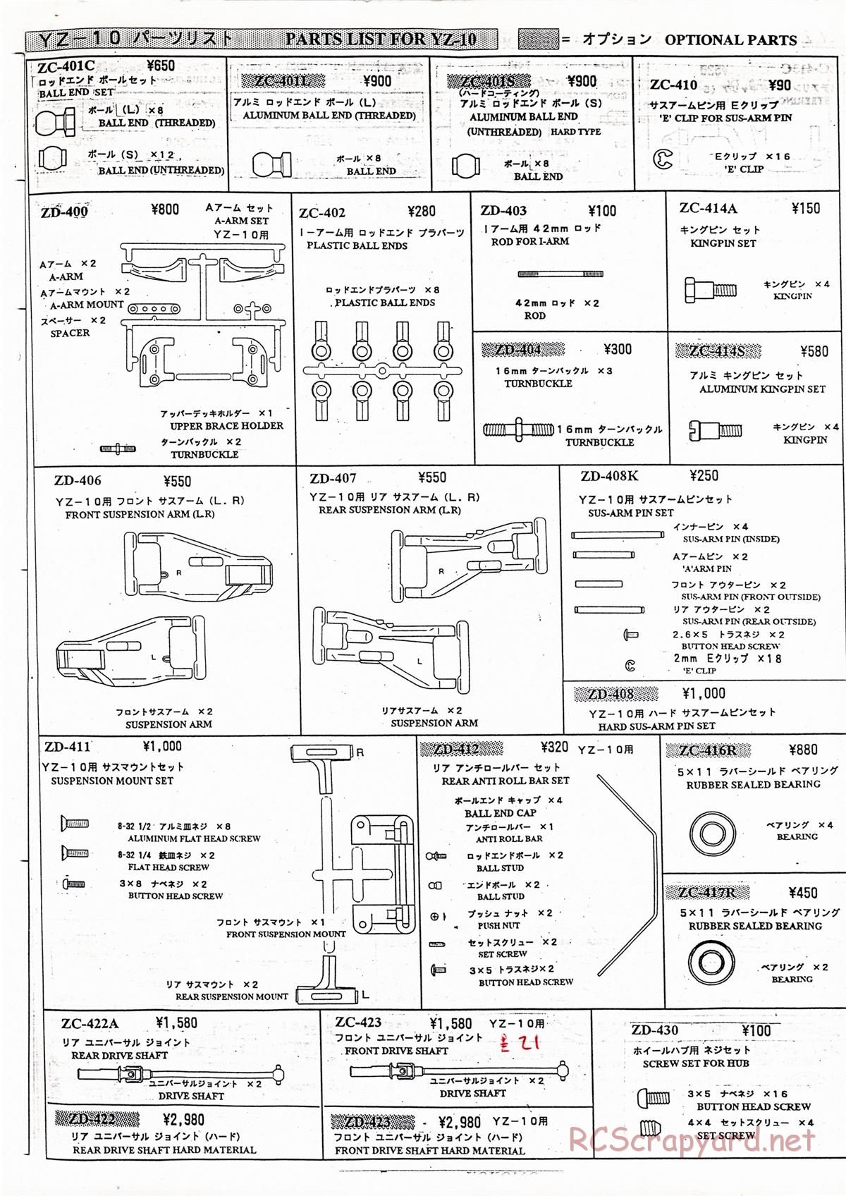 Yokomo - Super Dog Fighter YZ-10 - Parts Lists - Page 5